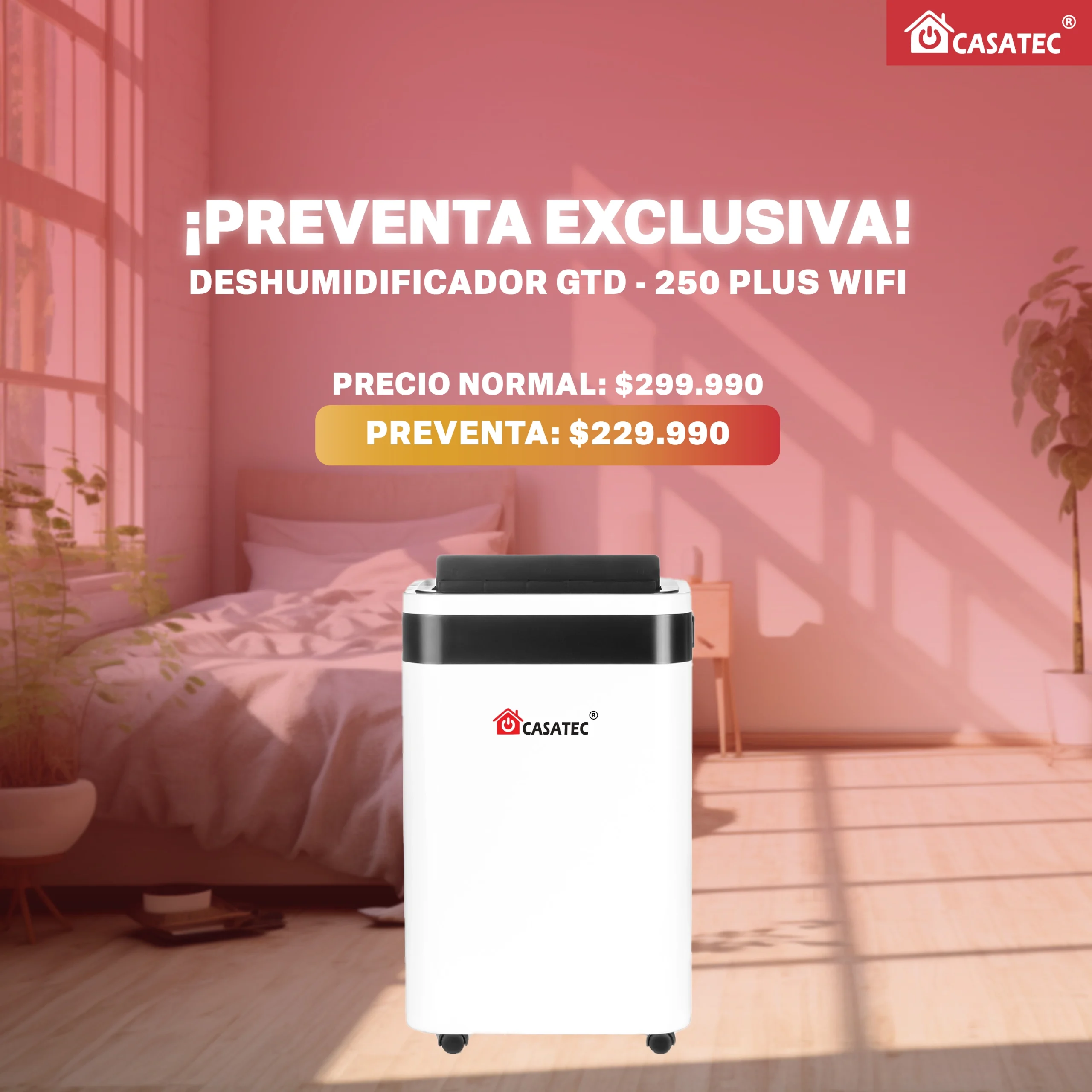 Deshumidificador De Aire Gtd-250 Plus WIFI Casatec | 40m2 °PREVENTA° - Imagen 2
